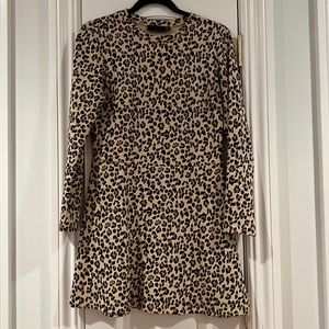 TRF by ZARA Women's Cheetah Print Crew Neck Mini Dress